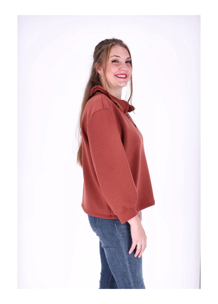 Splash of Color Damen Poloshirt Rüschenkragen