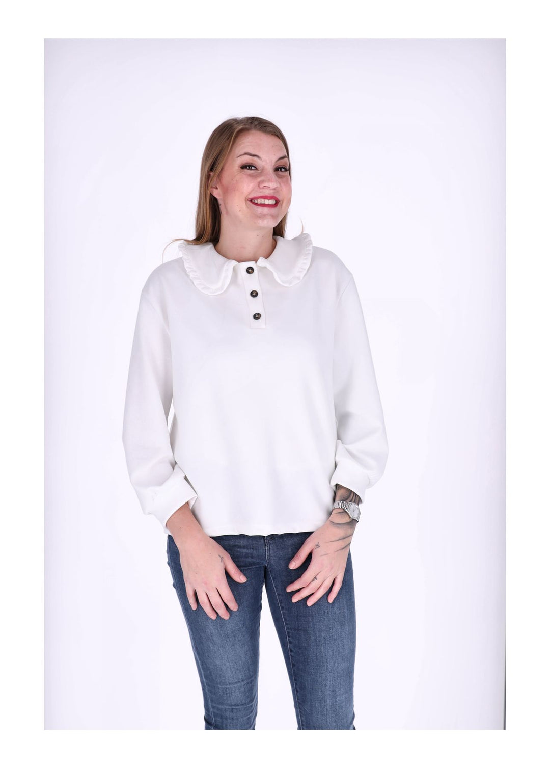 Splash of Color Damen Poloshirt Rüschenkragen