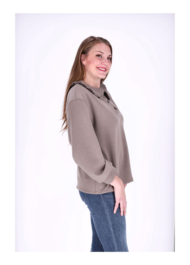 Splash of Color Damen Poloshirt Rüschenkragen
