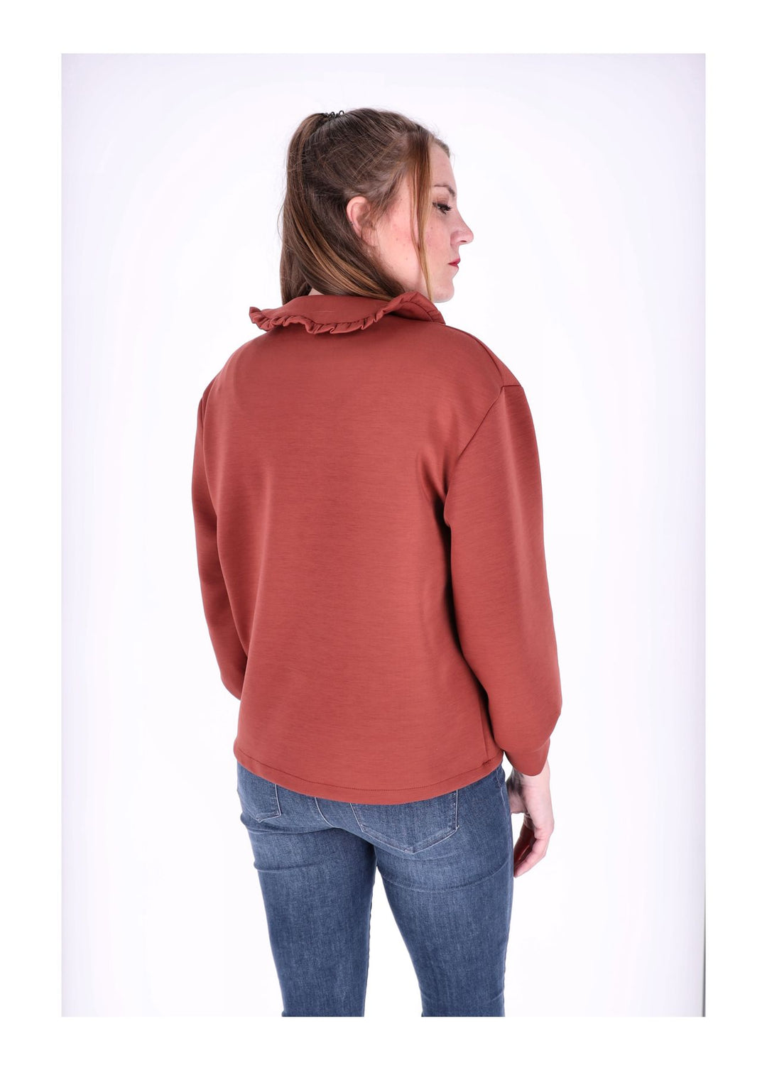 Splash of Color Damen Poloshirt Rüschenkragen