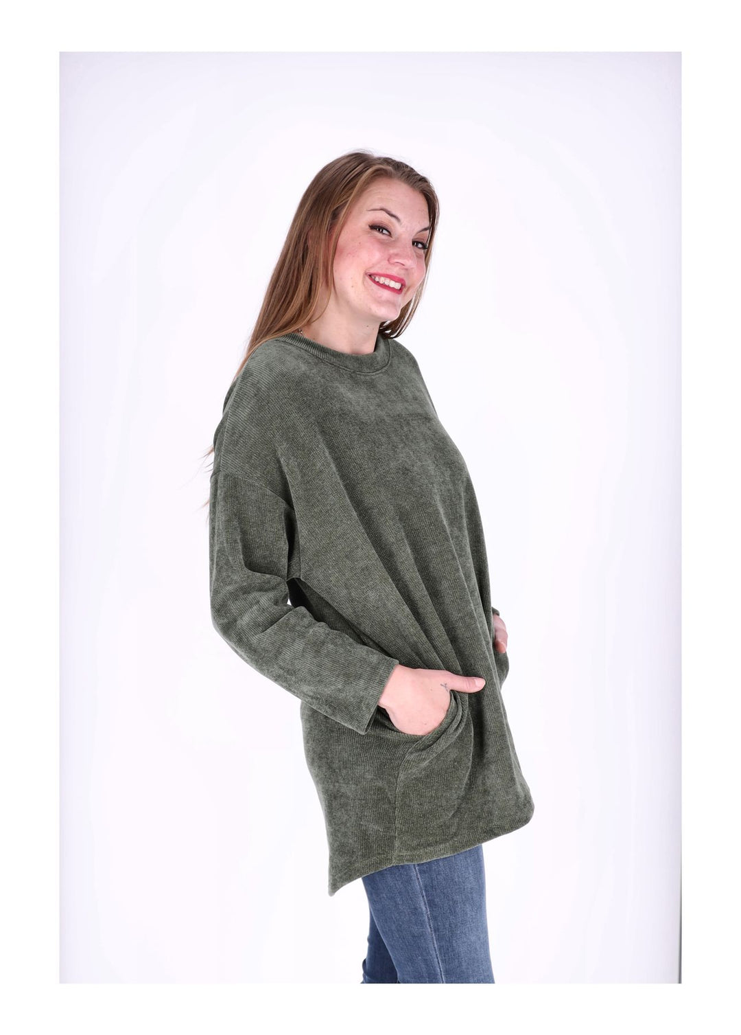 Longshirt Damen Cordoptik Splash of Color