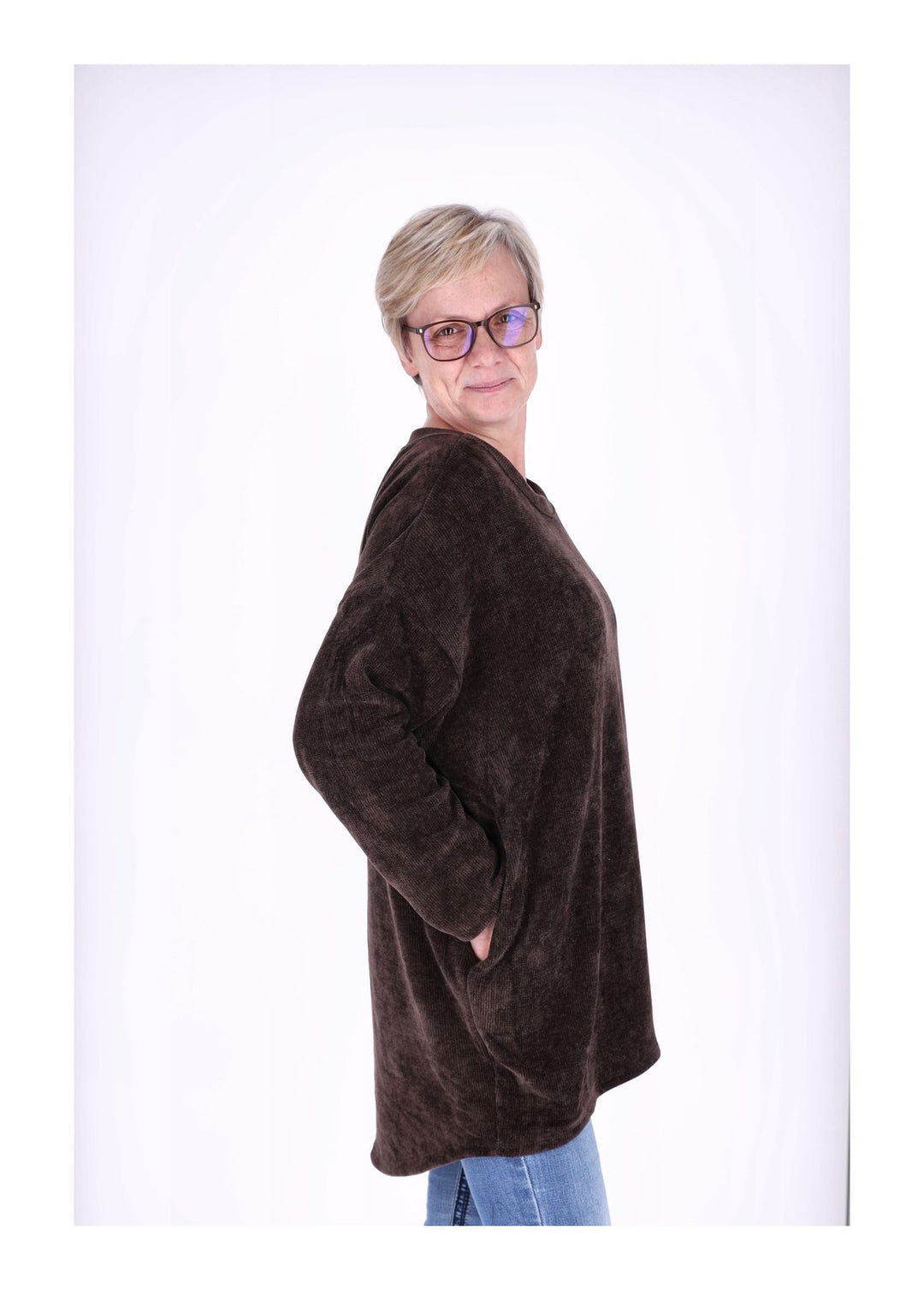 Longshirt Damen Cordoptik Splash of Color