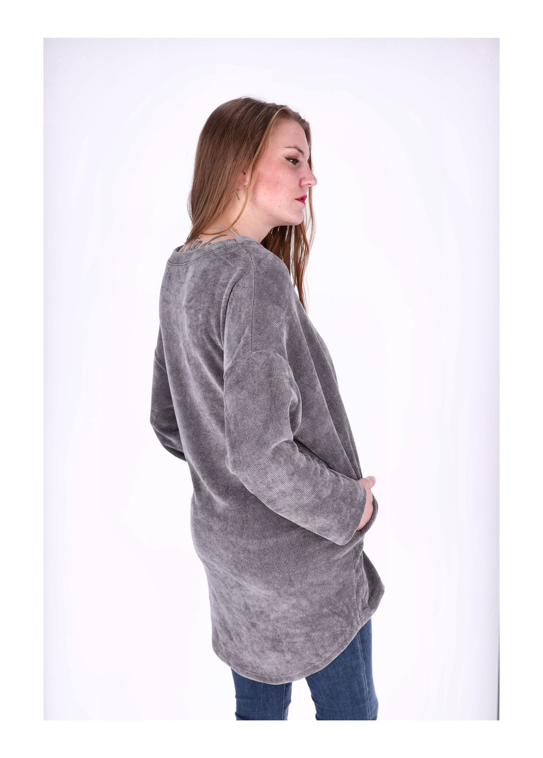 Longshirt Damen Cordoptik Splash of Color