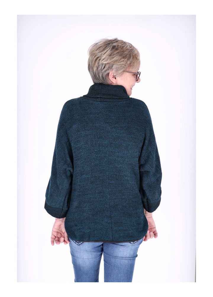 Damen Sweatshirt im Double-Layer-Look – Petrol