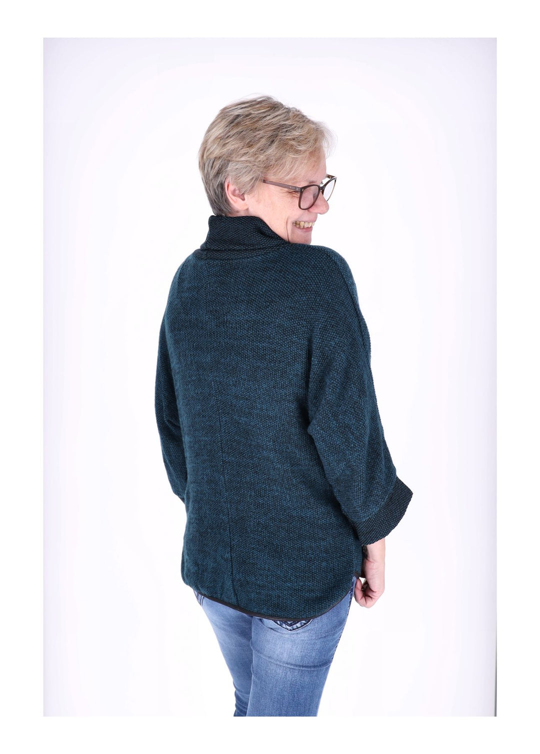 Damen Sweatshirt im Double-Layer-Look – Petrol