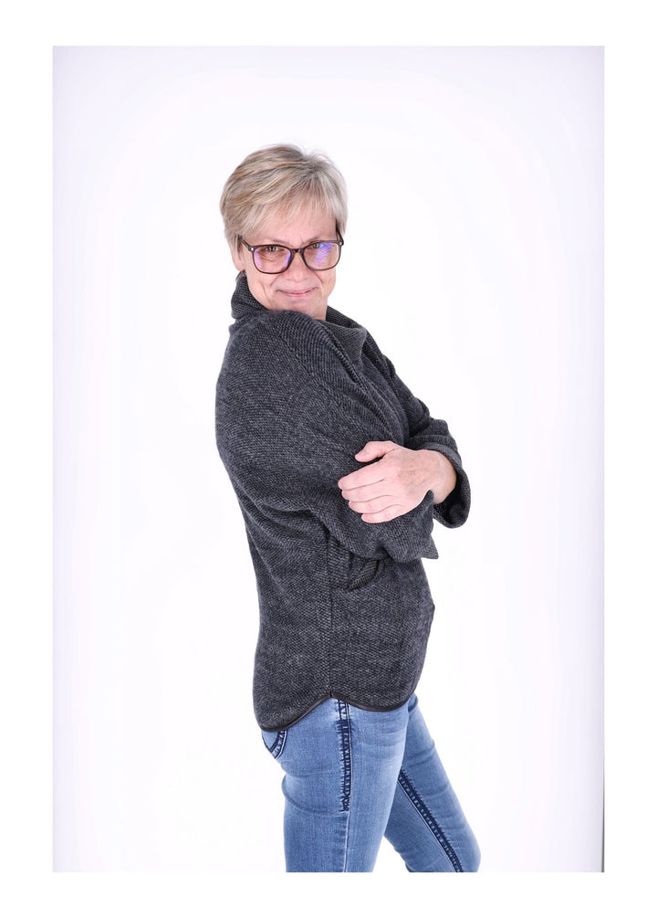 Damen Shirt mit Rollkragen in Navy
