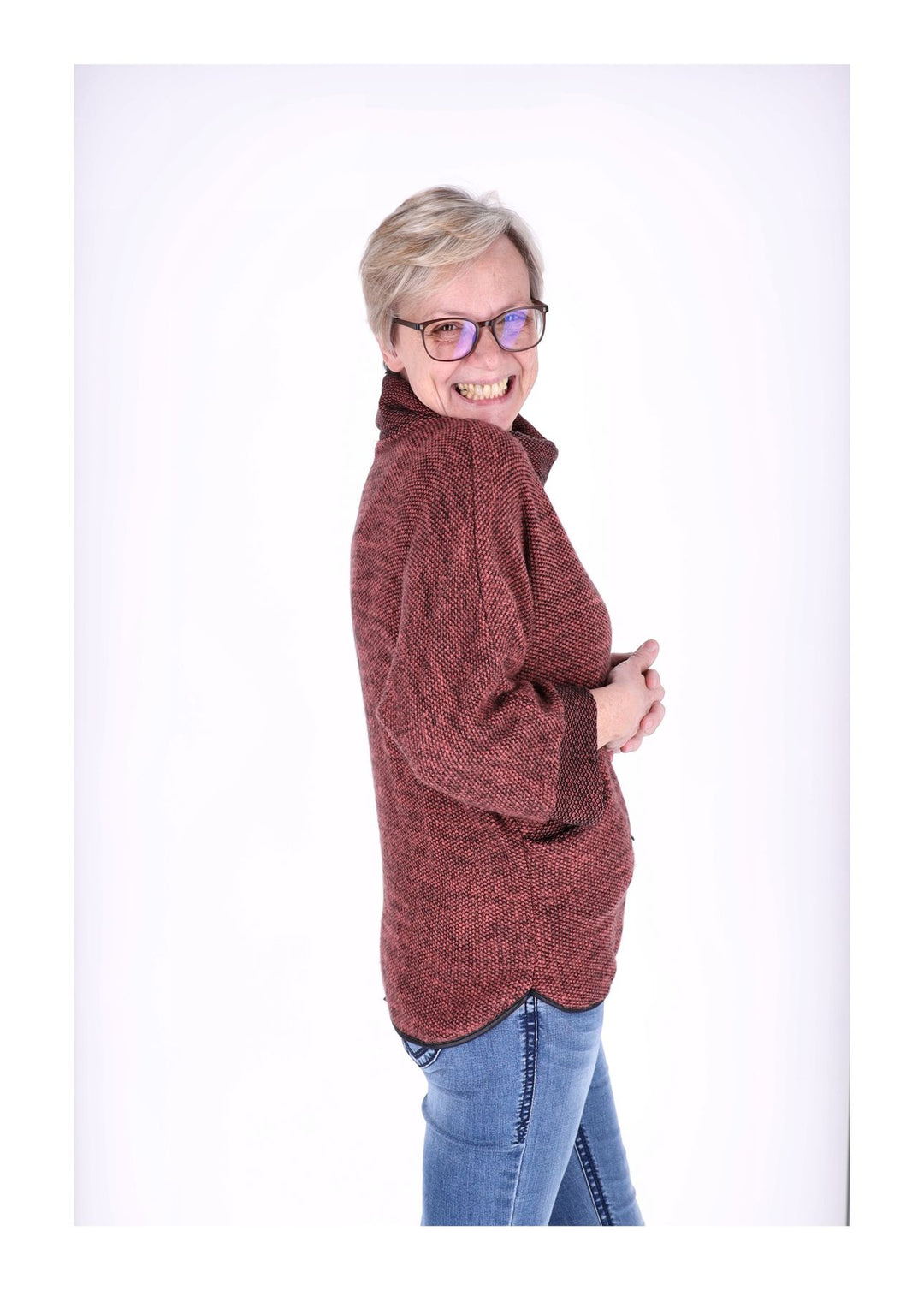 Damen Shirt mit Rollkragen in Lachs