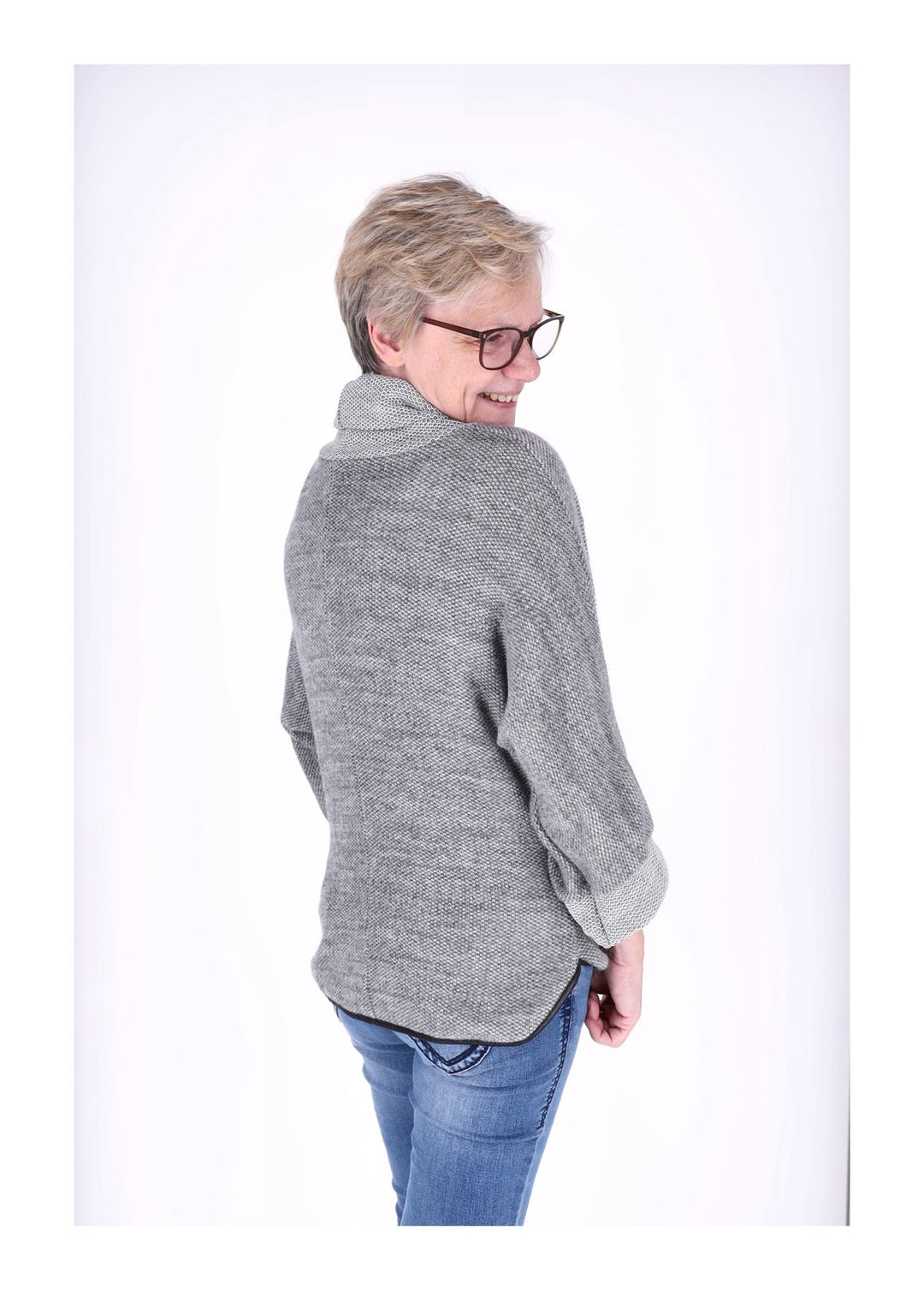 Damen Shirt mit Rollkragen in Hellgrau