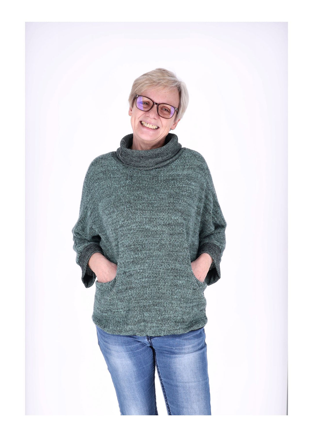 Damen Shirt mit Rollkragen in grün