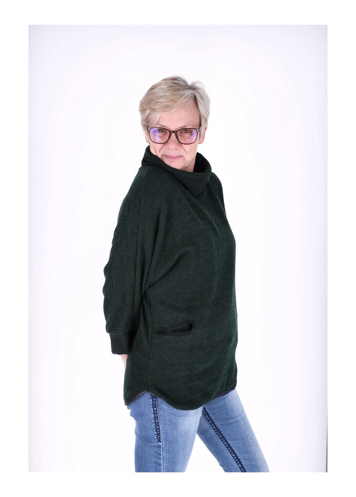 Damen Shirt mit Rollkragen in Flaschengrün