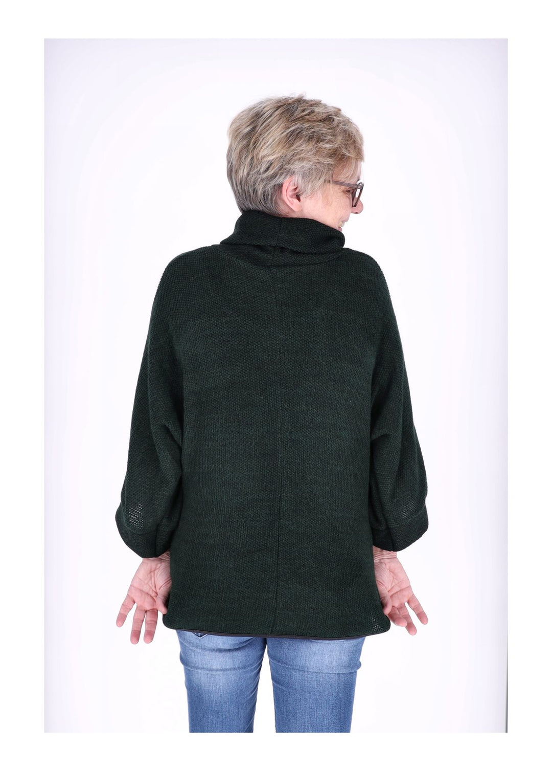 Damen Shirt mit Rollkragen in Flaschengrün