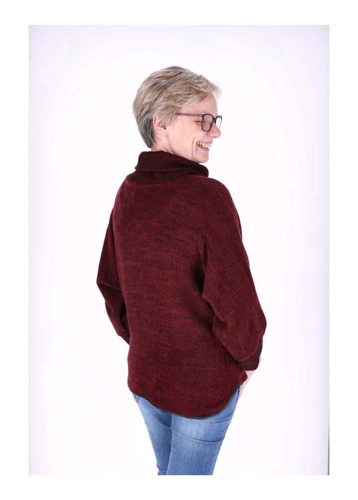 Damen Shirt mit Rollkragen in Bordeaux