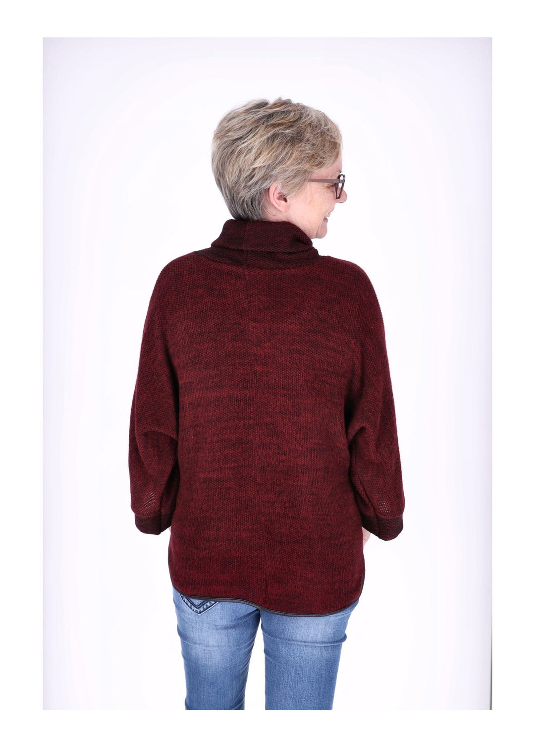 Damen Shirt mit Rollkragen in Bordeaux