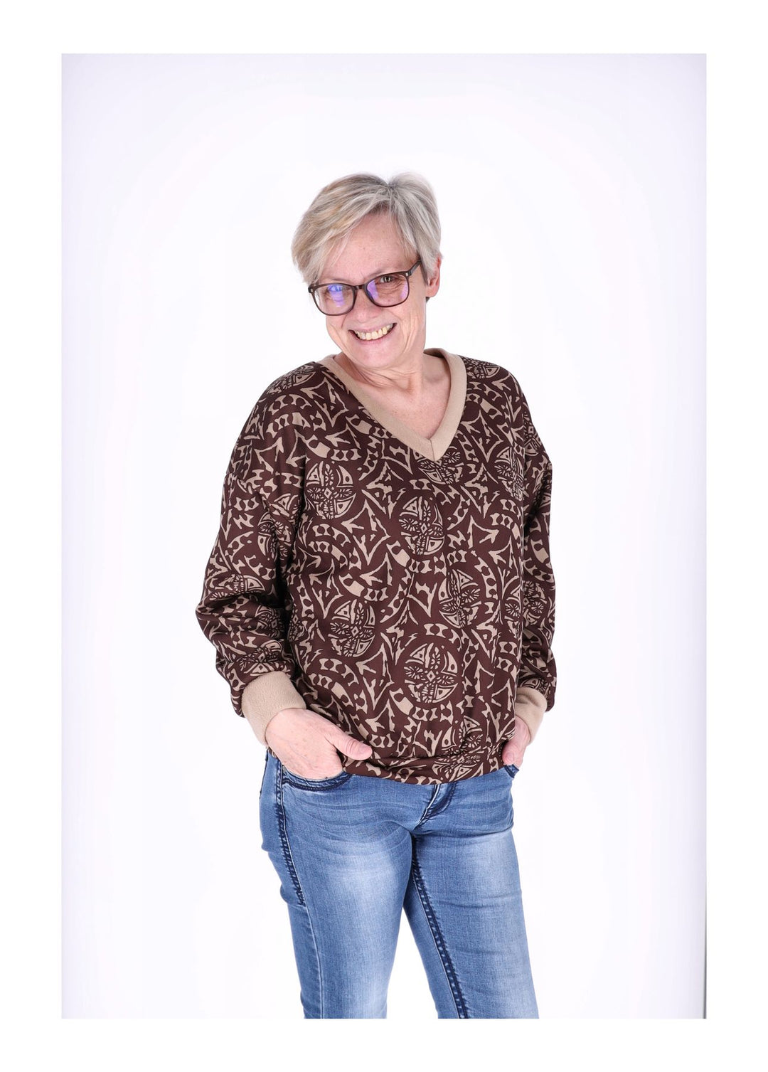 Splash of Color Damen Sweatshirt V-Ausschnitt