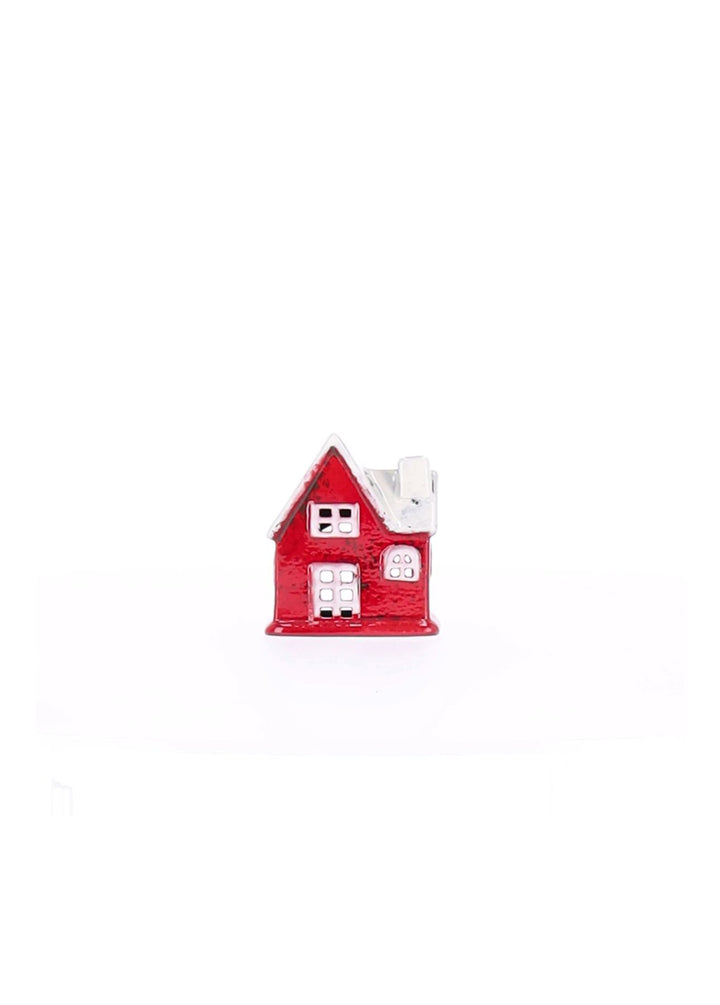 Holzwurm Windlicht Haus Rot Keramik
