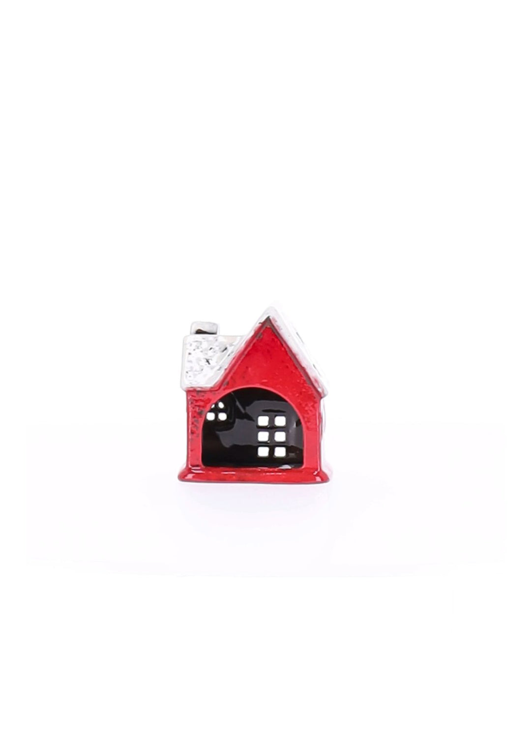 Holzwurm Windlicht Haus Rot Keramik