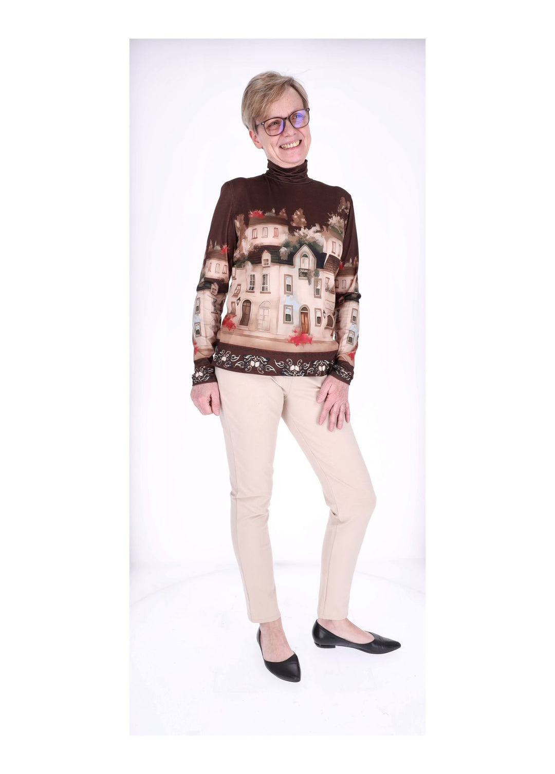 Splash of Color Rollkragen Shirt Damen