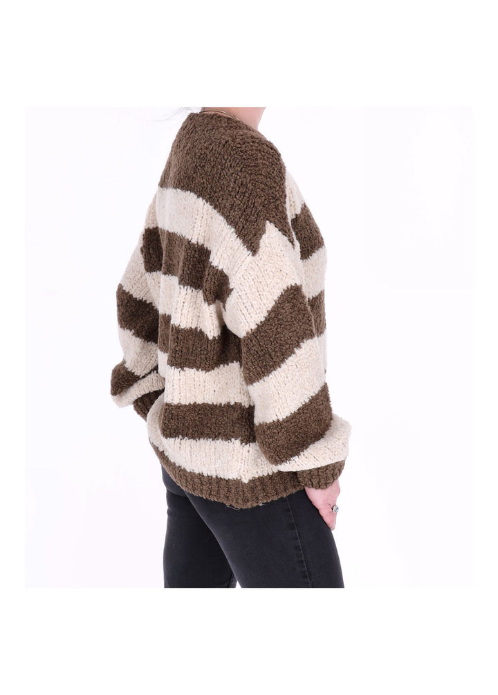 Damen Boxy-Strickpullover mit Lana-Wolle – Braun