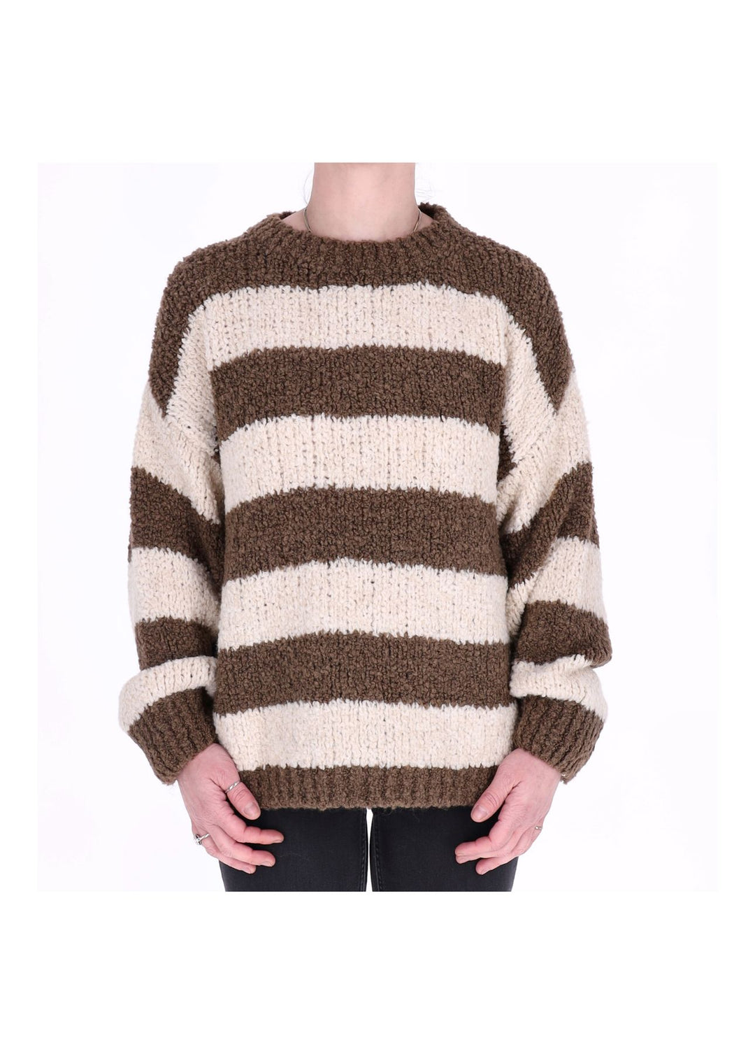 Damen Boxy-Strickpullover mit Lana-Wolle – Braun