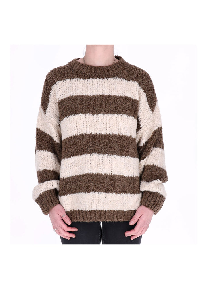 Damen Boxy-Strickpullover mit Lana-Wolle – Braun