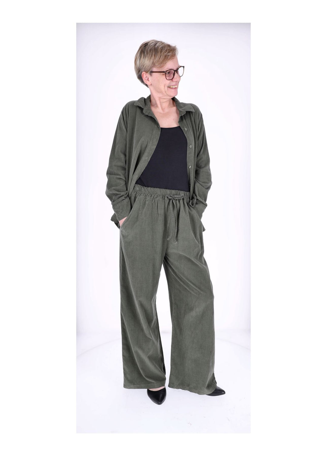 Cord-Bluse Damen Splash of Color