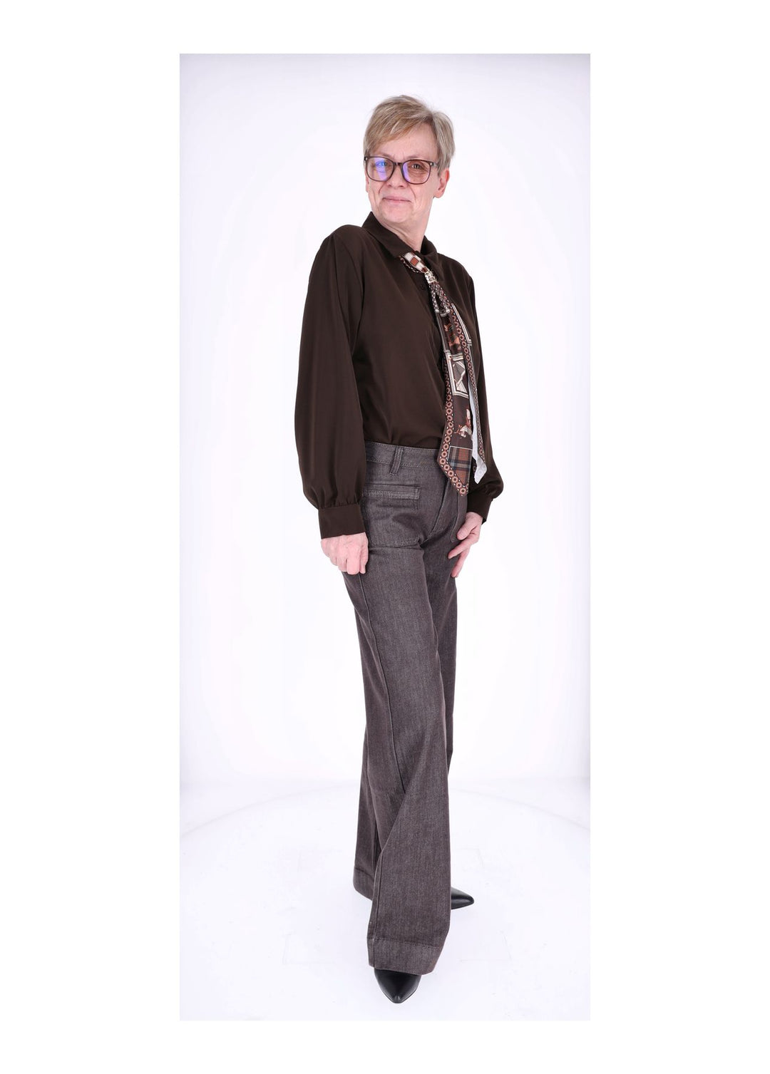 Splash of Color Bluse Damen mit Tuch