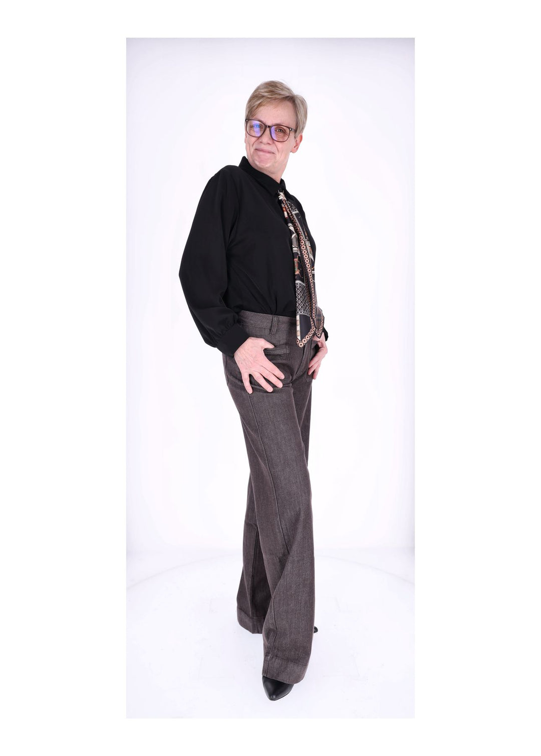 Splash of Color Bluse Damen mit Tuch