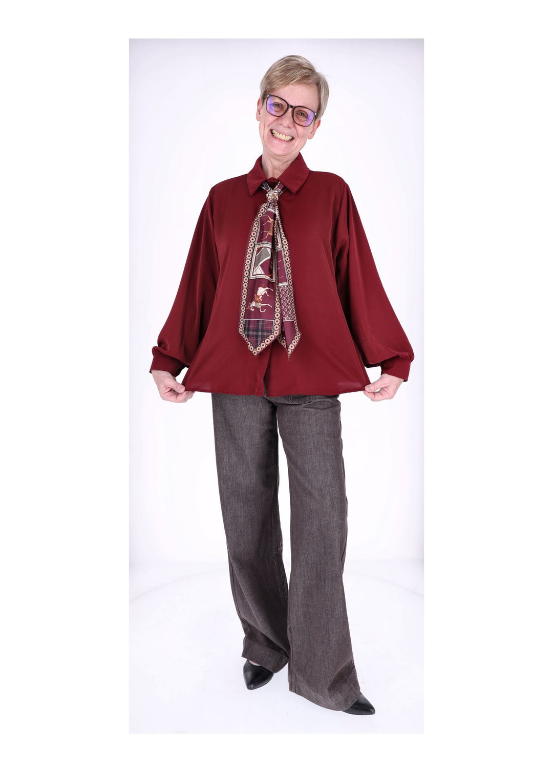 Splash of Color Bluse Damen mit Tuch