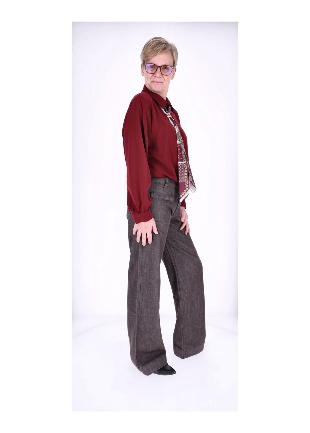 Splash of Color Bluse Damen mit Tuch