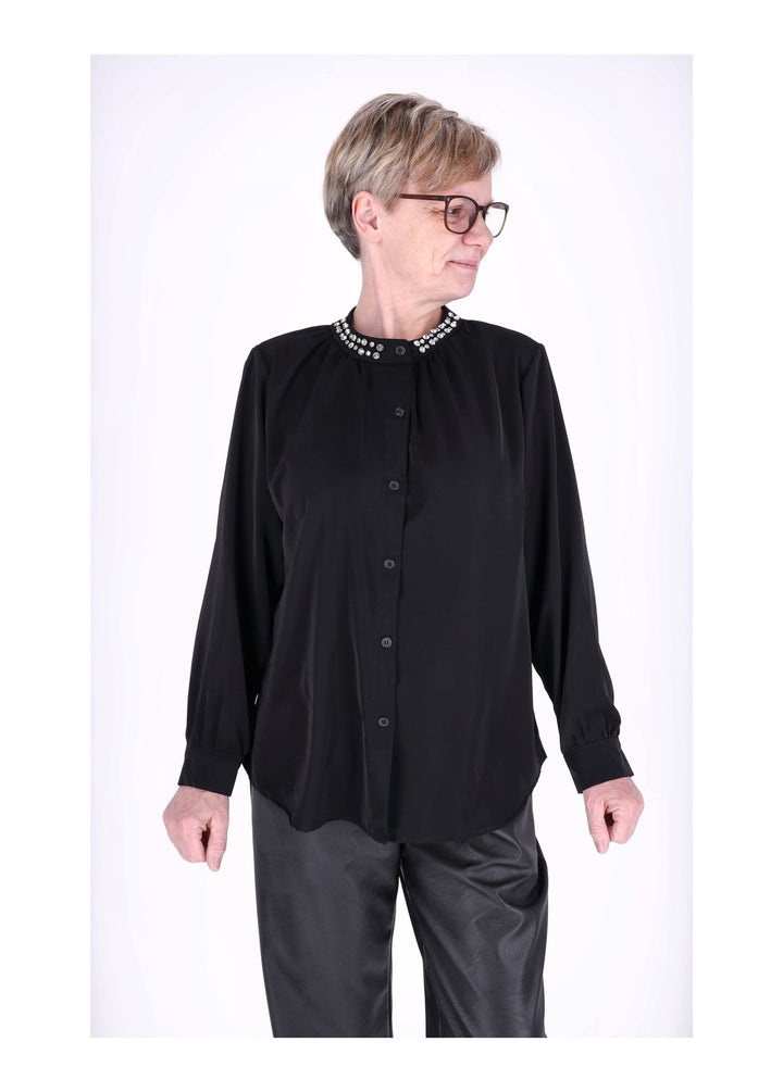 Splash of Color Bluse mit Strass-Kragen
