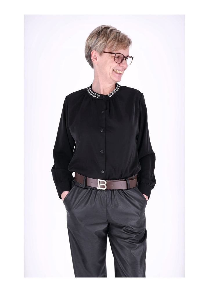 Splash of Color Bluse mit Strass-Kragen
