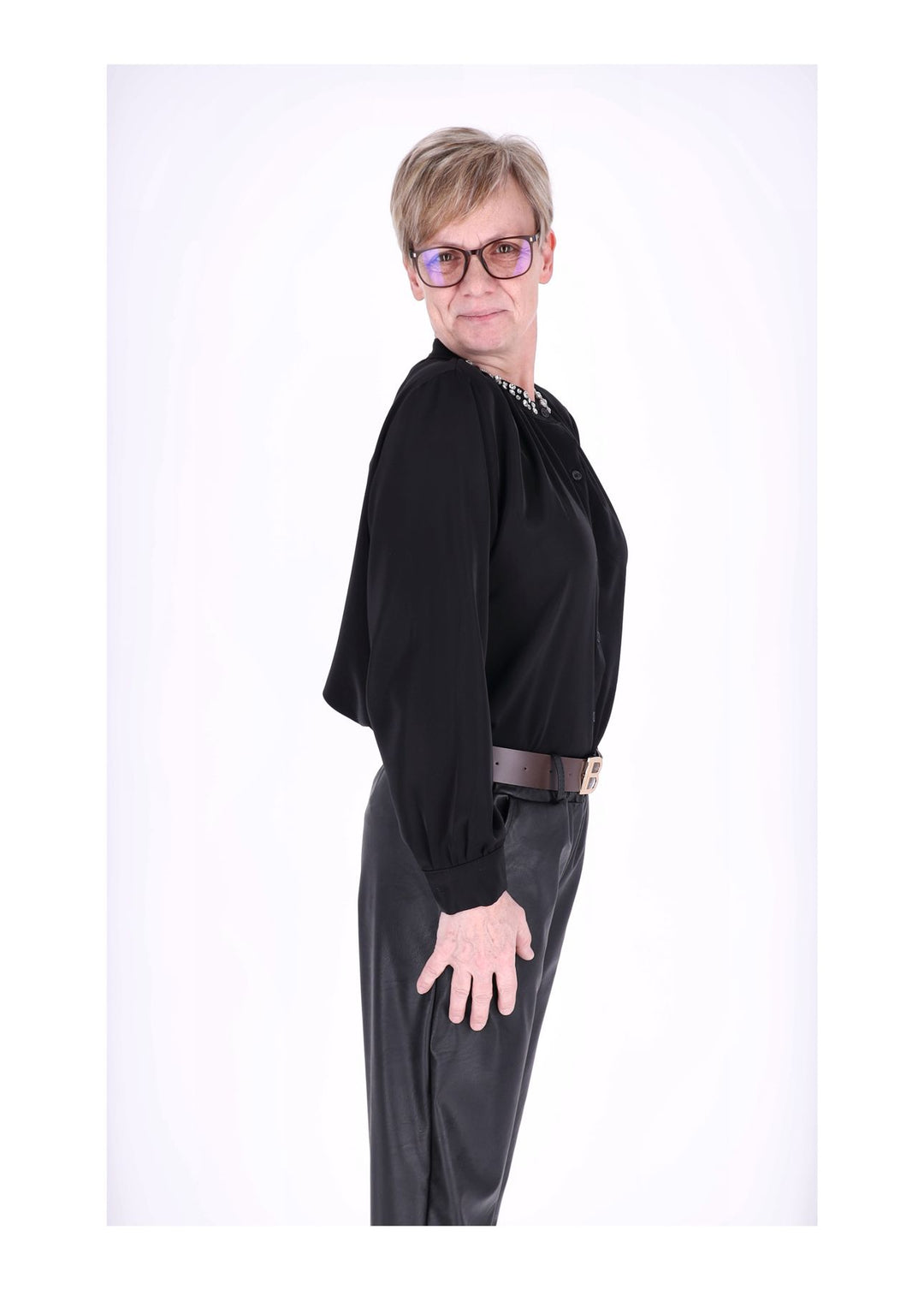 Splash of Color Bluse mit Strass-Kragen