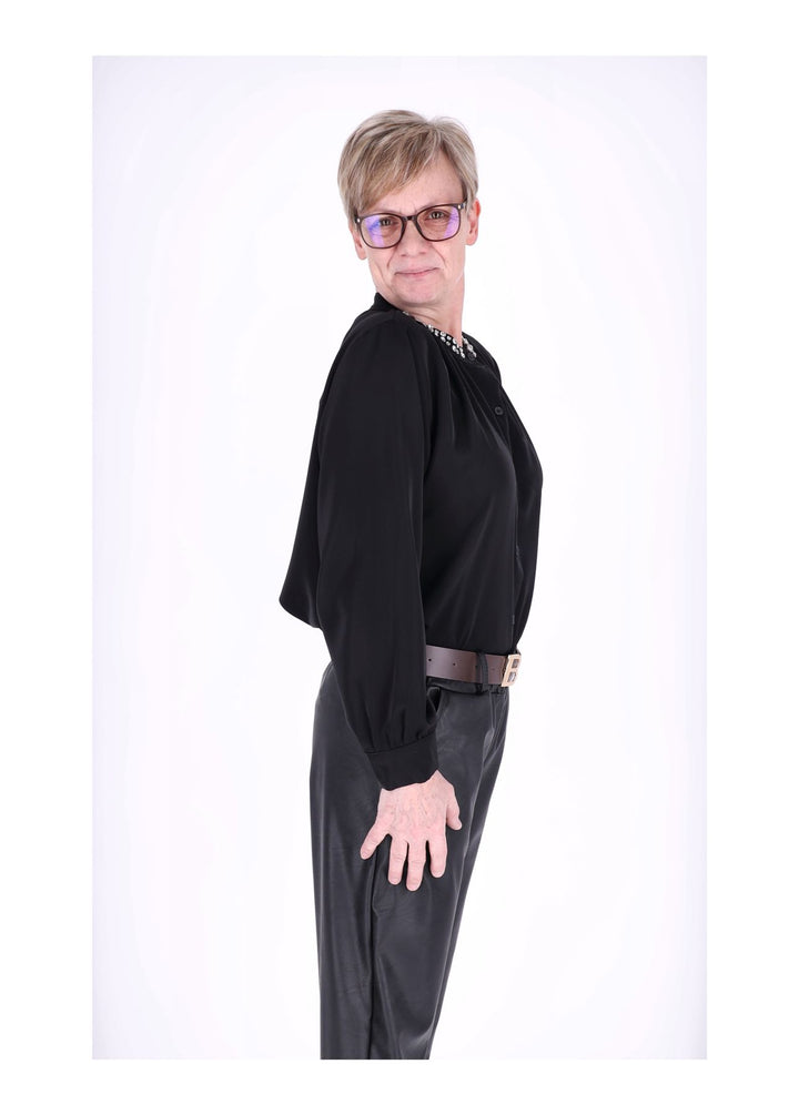 Splash of Color Bluse mit Strass-Kragen