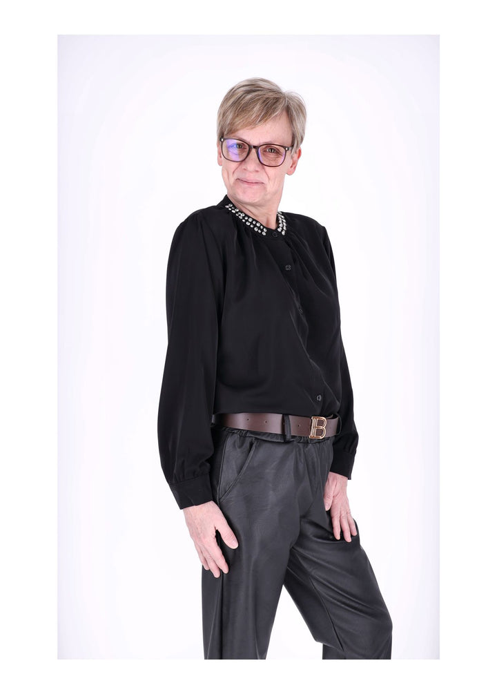 Splash of Color Bluse mit Strass-Kragen