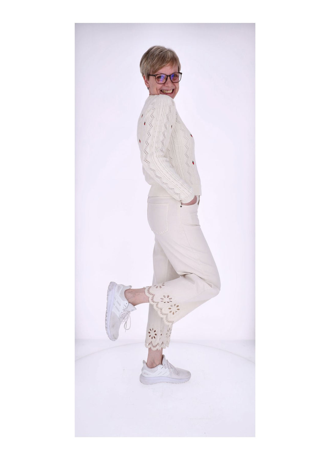 Splash of Color Damen Jeans 7/8 Lochmuster