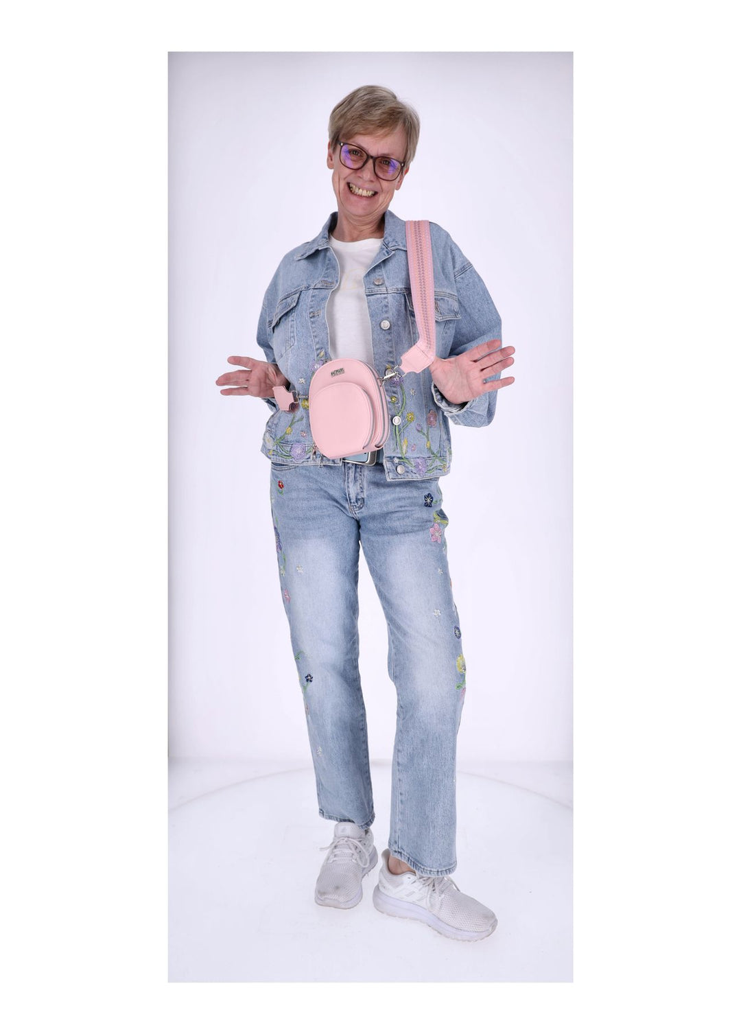 Splash of Color Jeans Damen Blumen