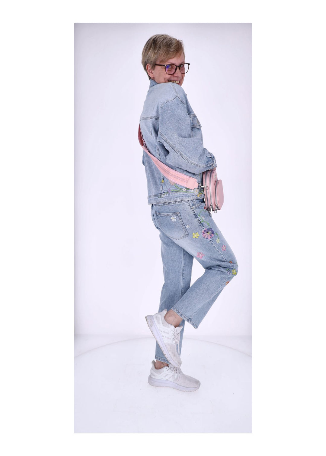 Splash of Color Jeans Damen Blumen
