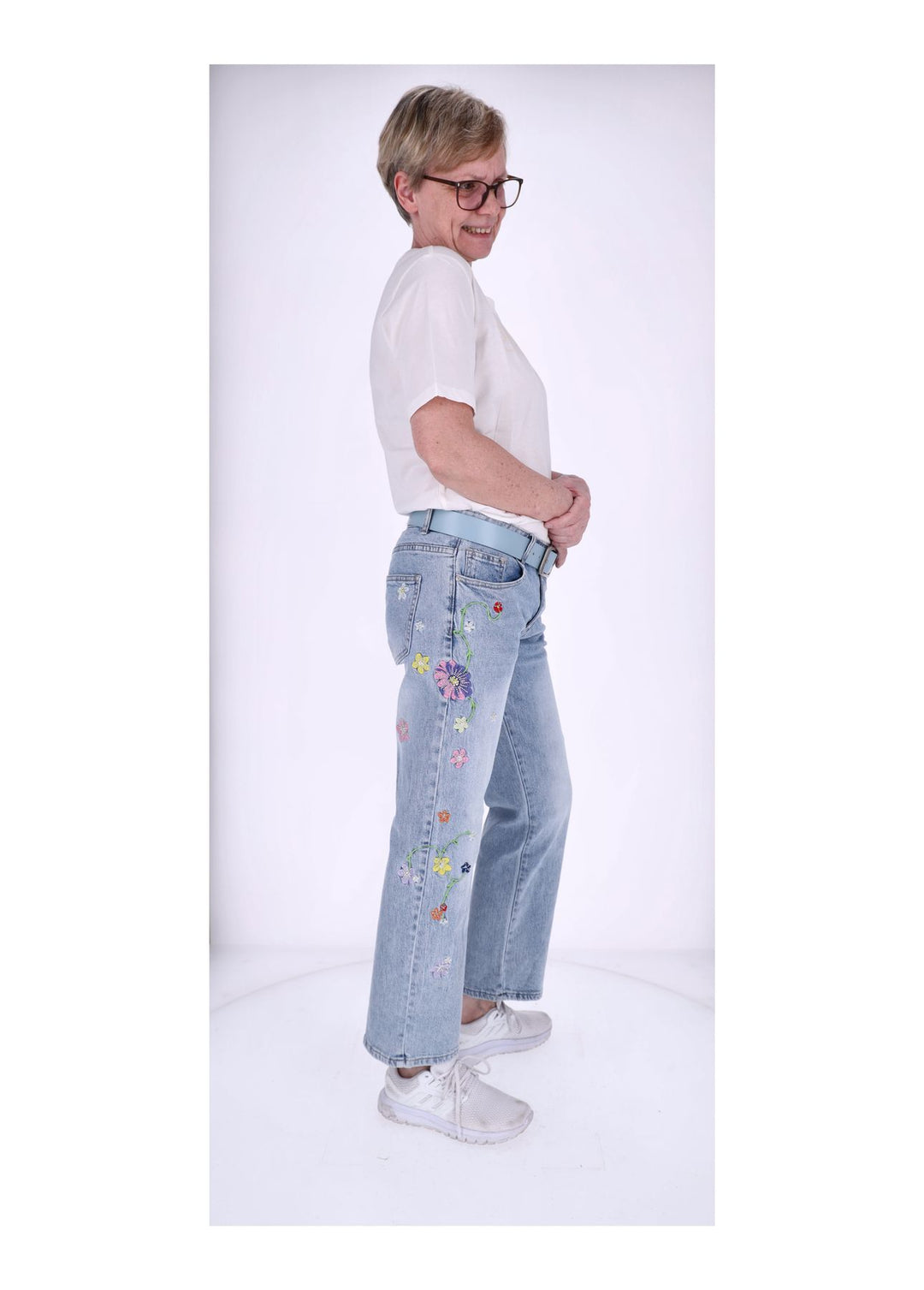 Splash of Color Jeans Damen Blumen