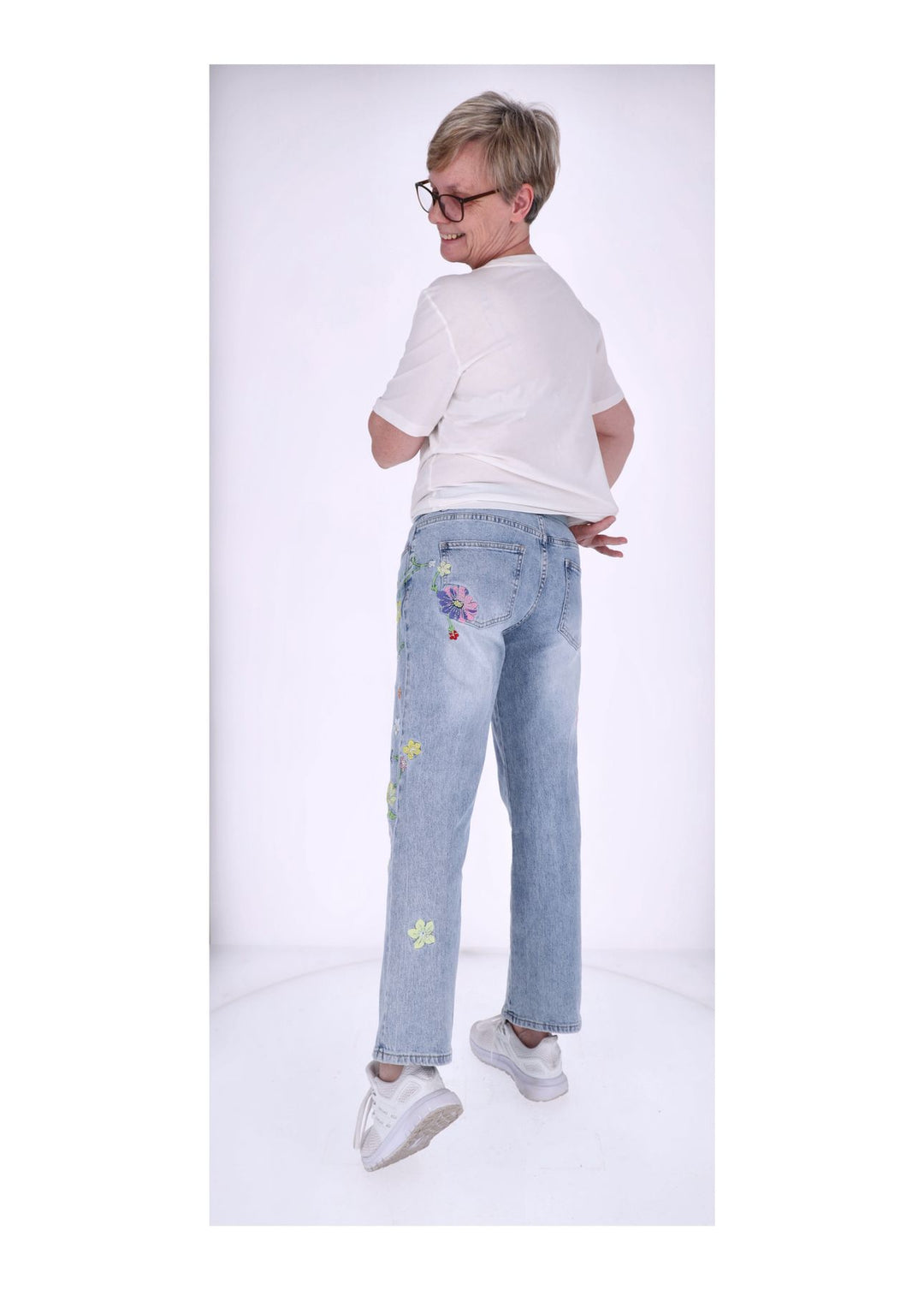 Splash of Color Jeans Damen Blumen