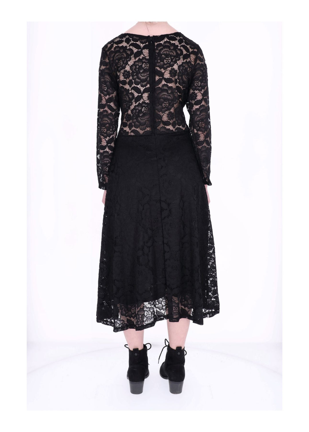 Spitzenkleid Langarm Altrosa Midi