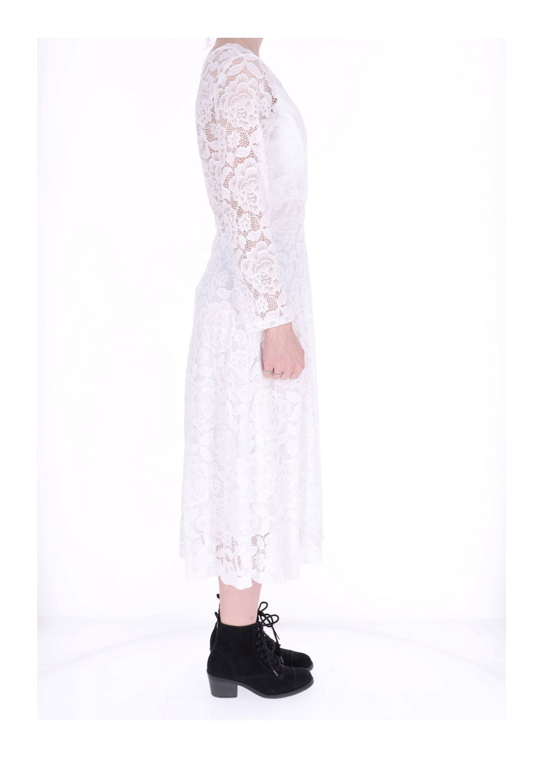 Spitzenkleid Langarm Altrosa Midi