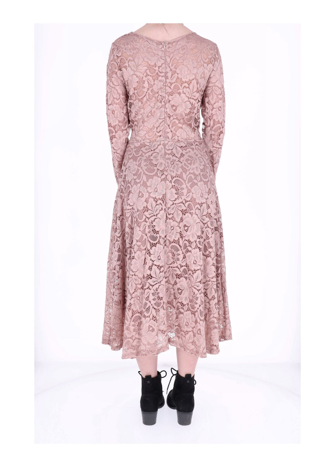 Spitzenkleid Langarm Altrosa Midi