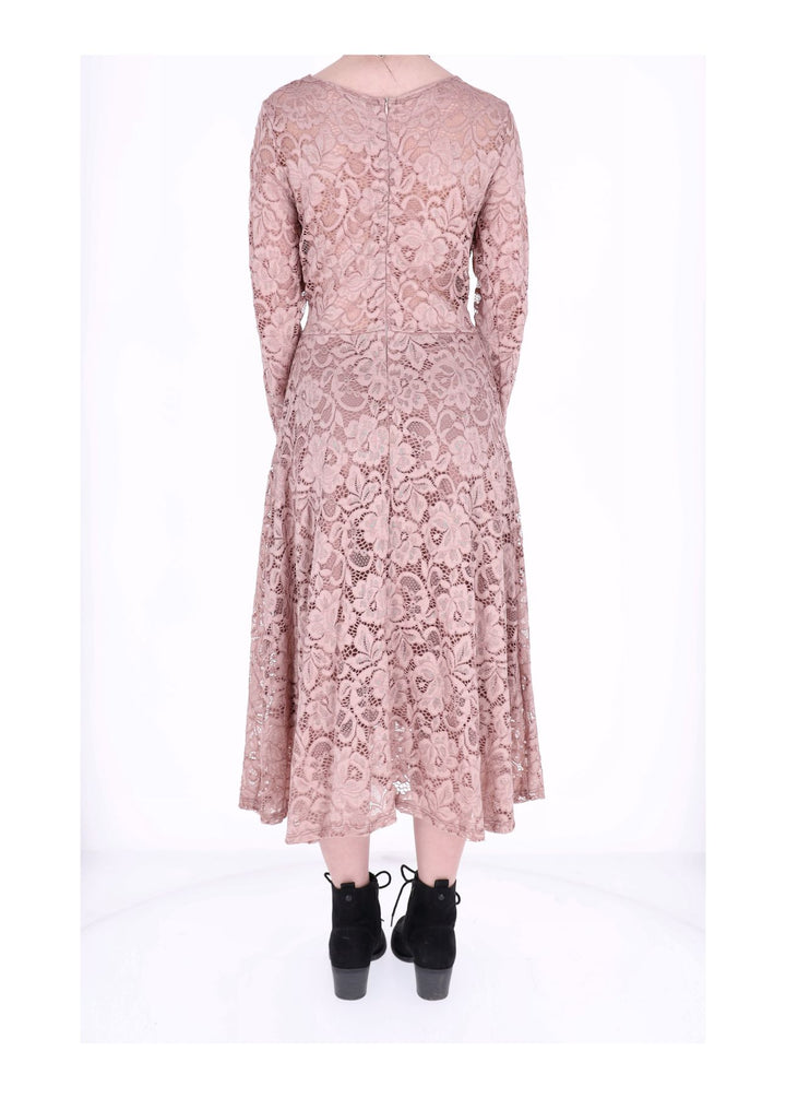 Spitzenkleid Langarm Altrosa Midi
