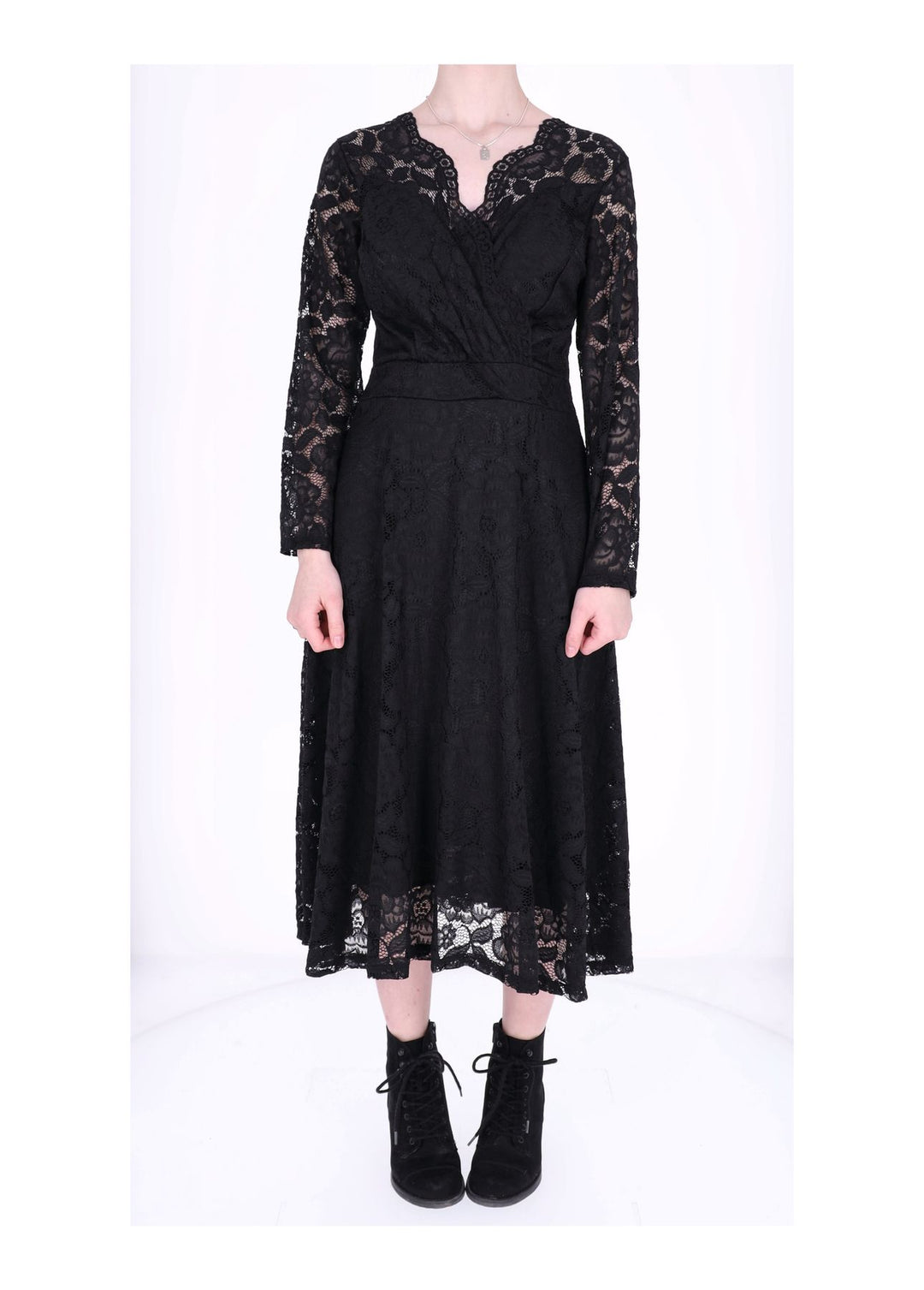 Spitzenkleid Langarm Altrosa Midi
