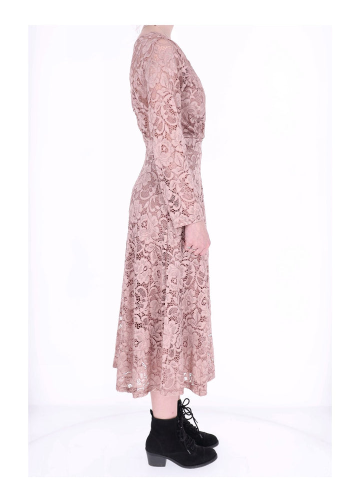 Spitzenkleid Langarm Altrosa Midi