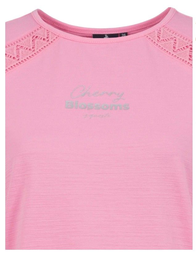 SOQUESTO Damen T-Shirt mit Spitzeneinsatz