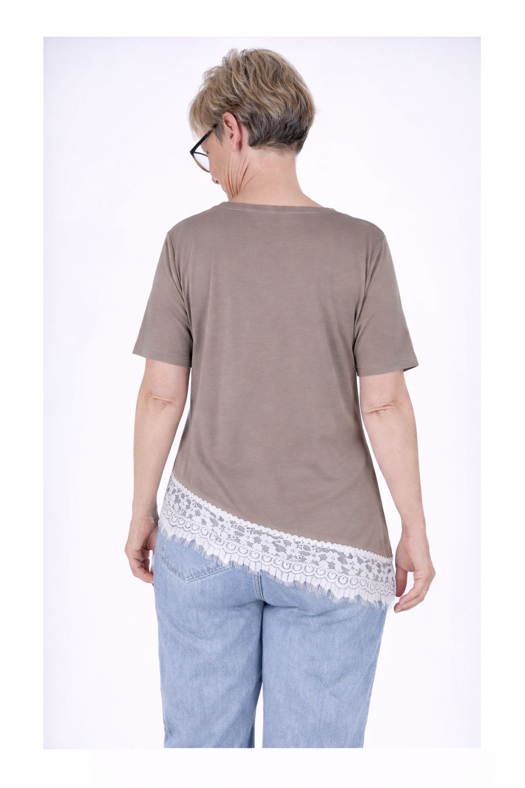 Splash of Color Damen T-Shirt mit Spitze