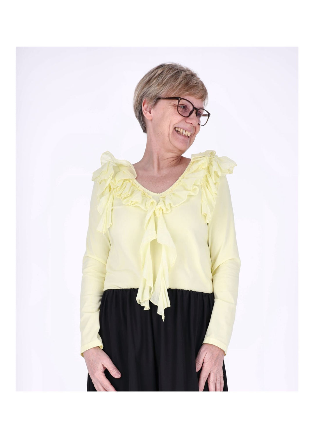 Splash of Color Damen Shirt mit Rüschen