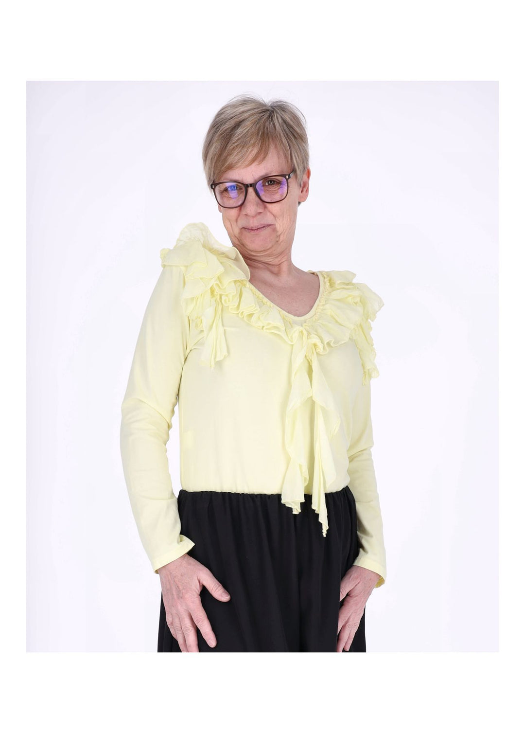 Splash of Color Damen Shirt mit Rüschen