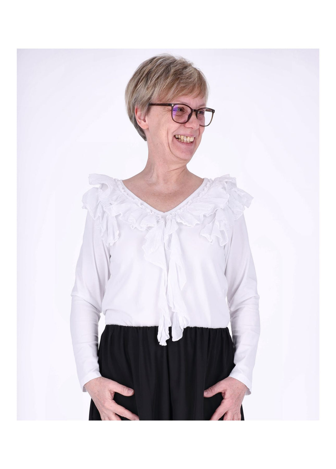 Splash of Color Damen Shirt mit Rüschen